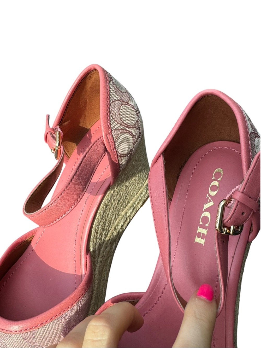 NEW Coach Pink Espadrille Heels - Picture 7 of 7
